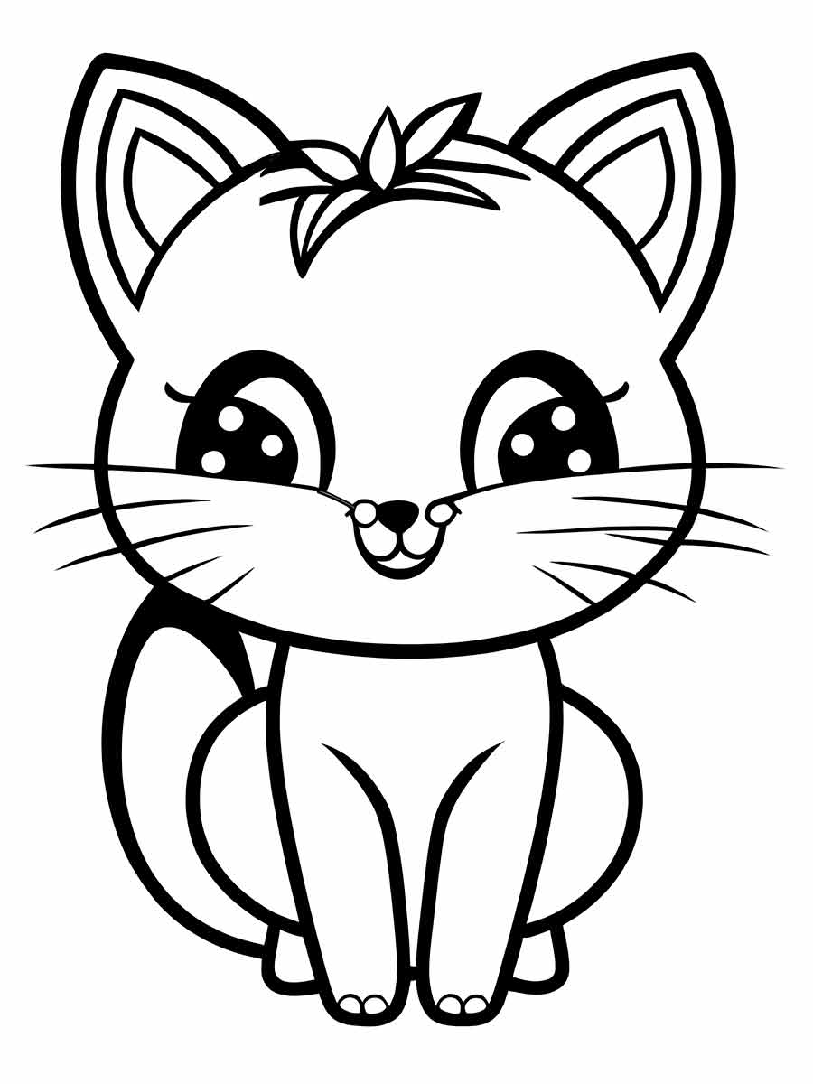 Desenhos fofos kawaii de gatos para colorir