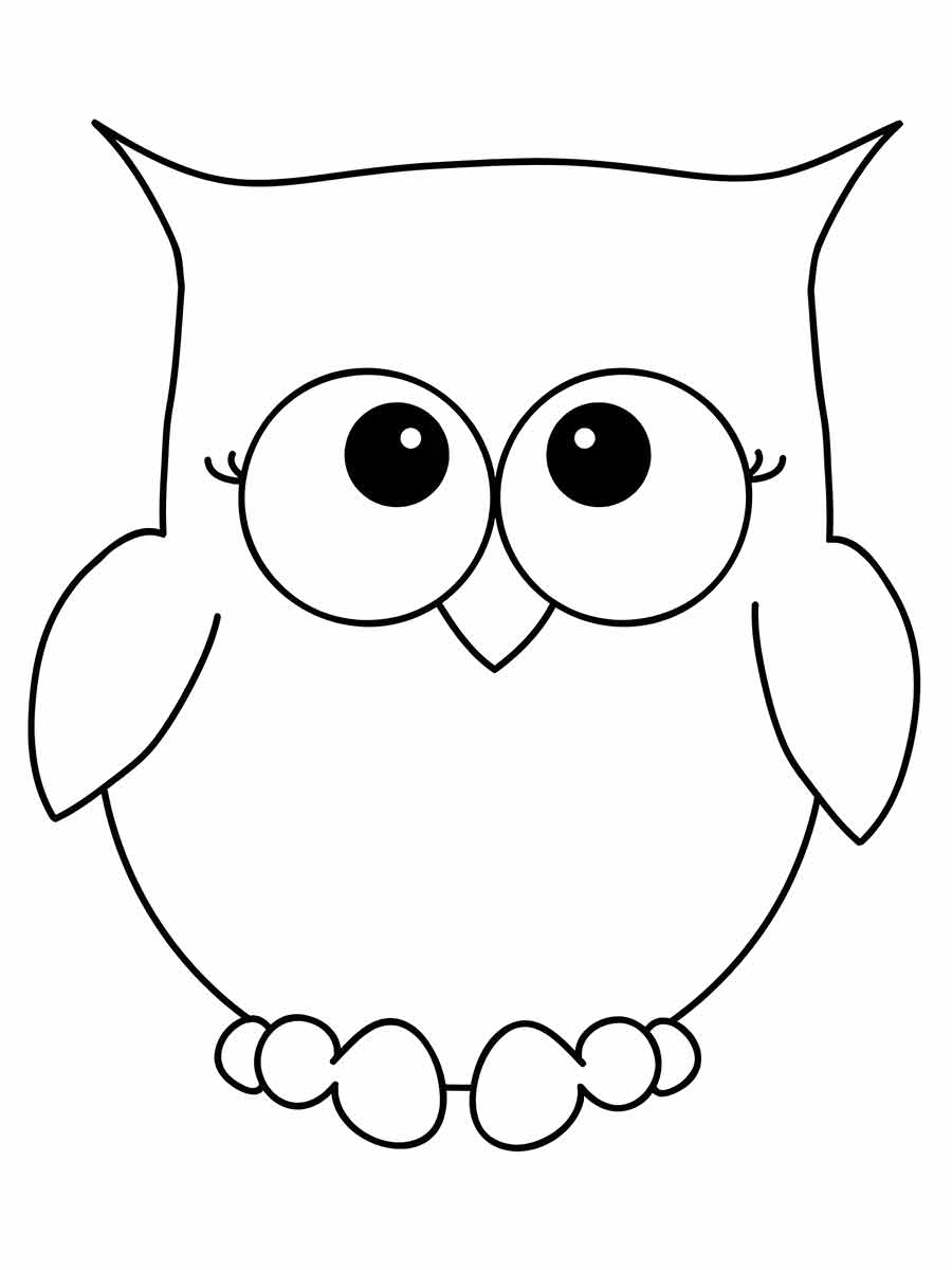 Cartoon Owl Sitting Coloring Page