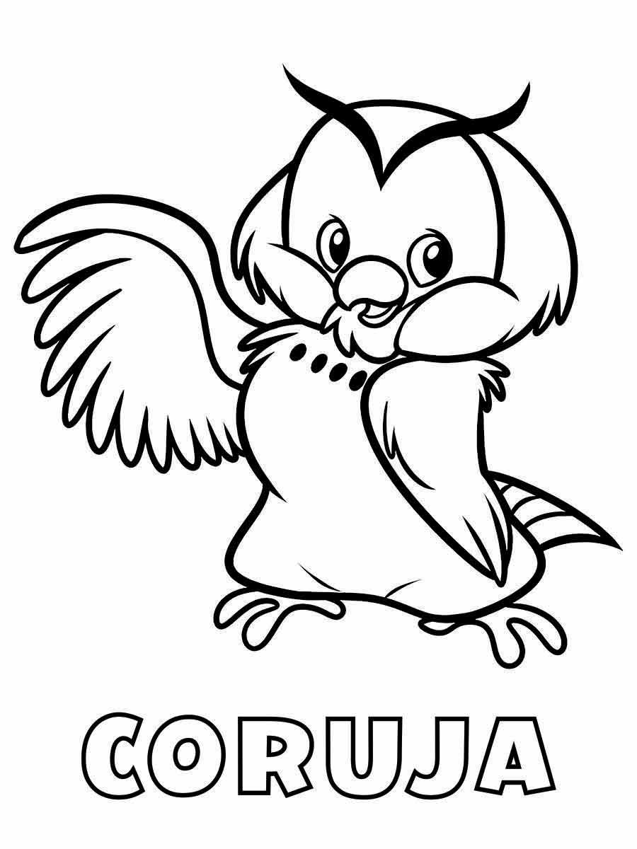 Cartoon Owl with Open Wings Coloring Page