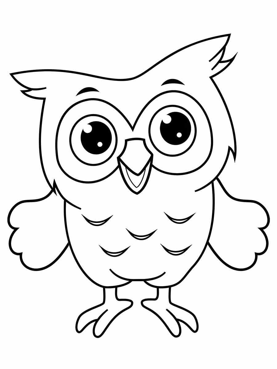 Cartoon Owl with Round Body Coloring Page