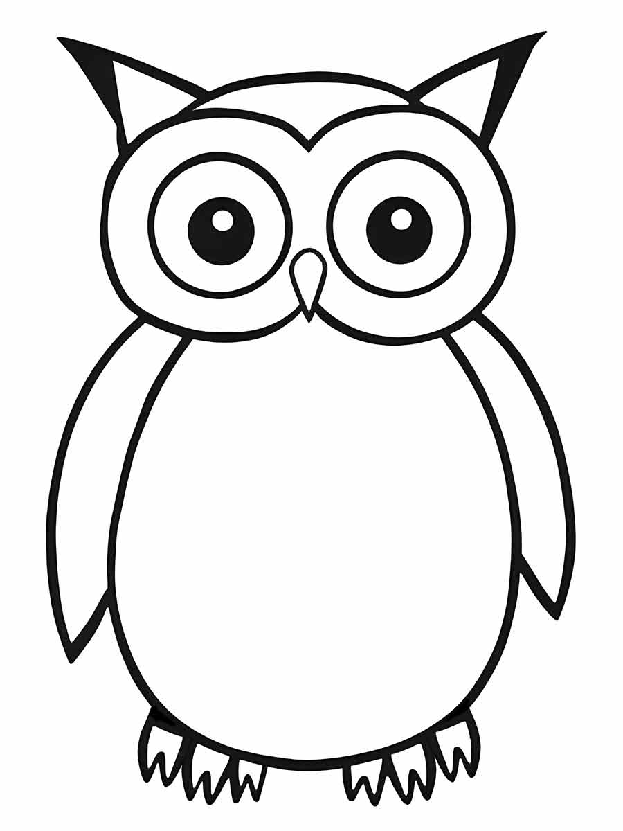 Easy Owl Coloring Page to Paint