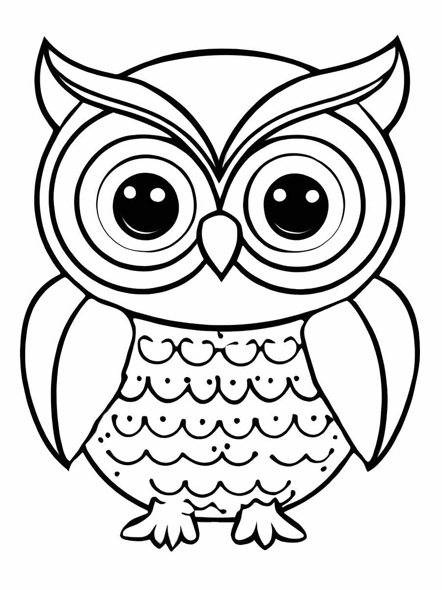 Easy Owl Coloring Page