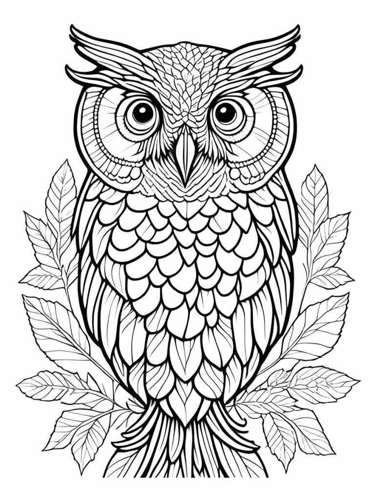 Owl Coloring Page for Home Decor