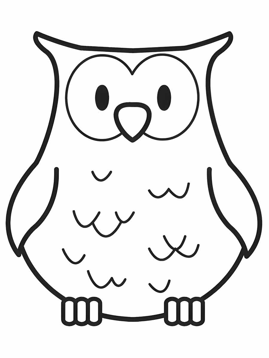 Owl Coloring Page: Front View with Wings