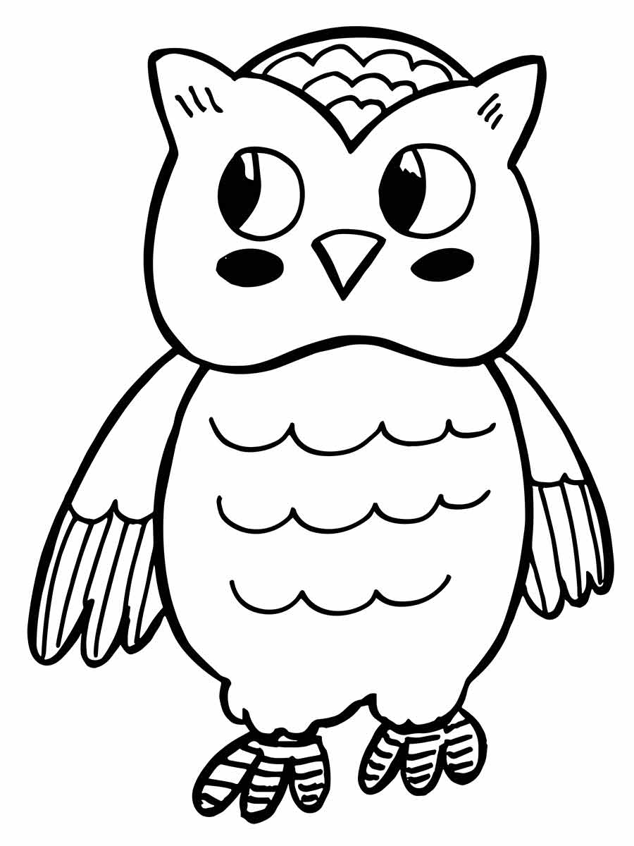 Owl Coloring Page with Wings Slightly Open