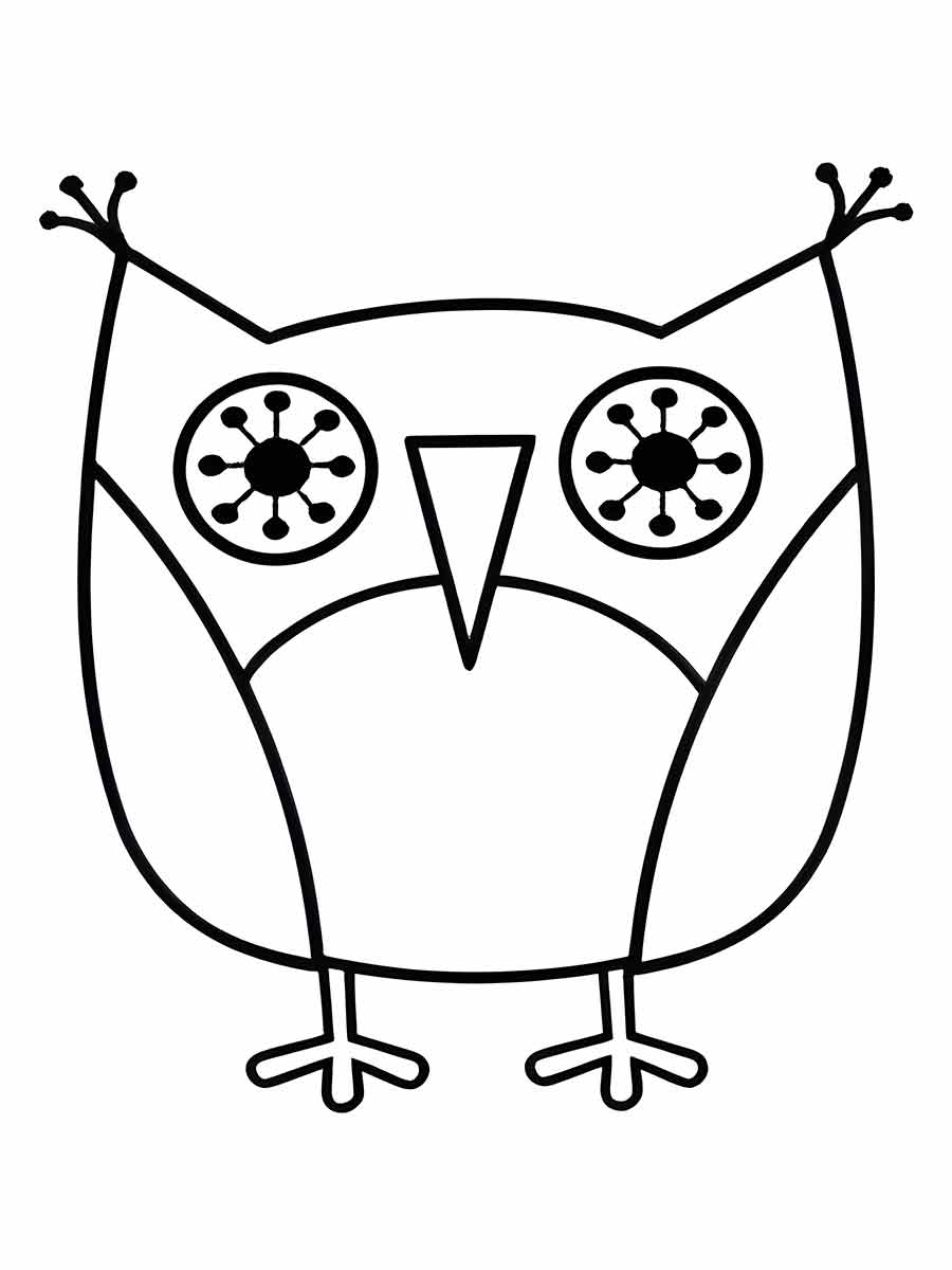 Owl with Floral Pattern Eyes Coloring Page