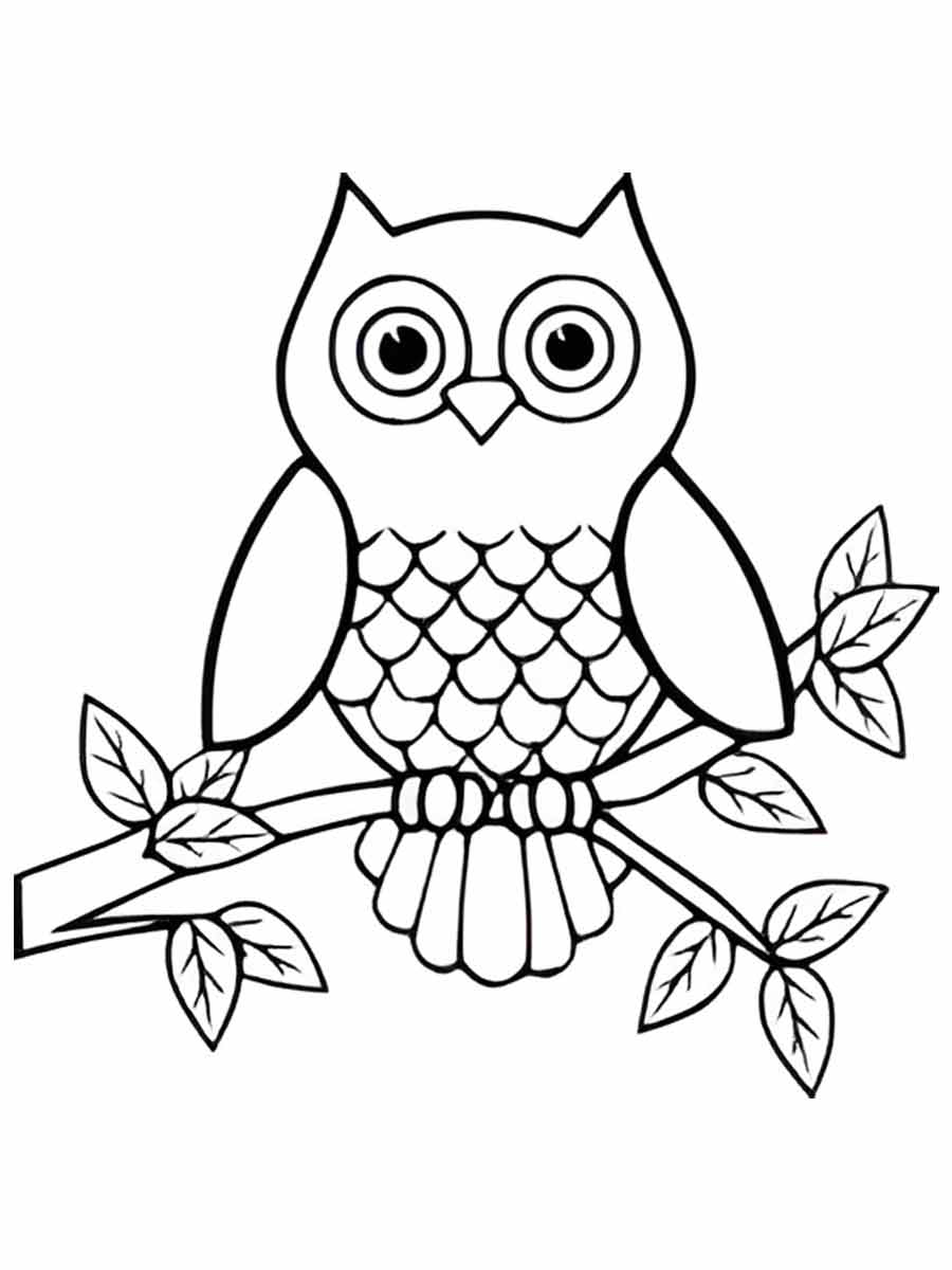 Owl with Folded Wings Coloring Page