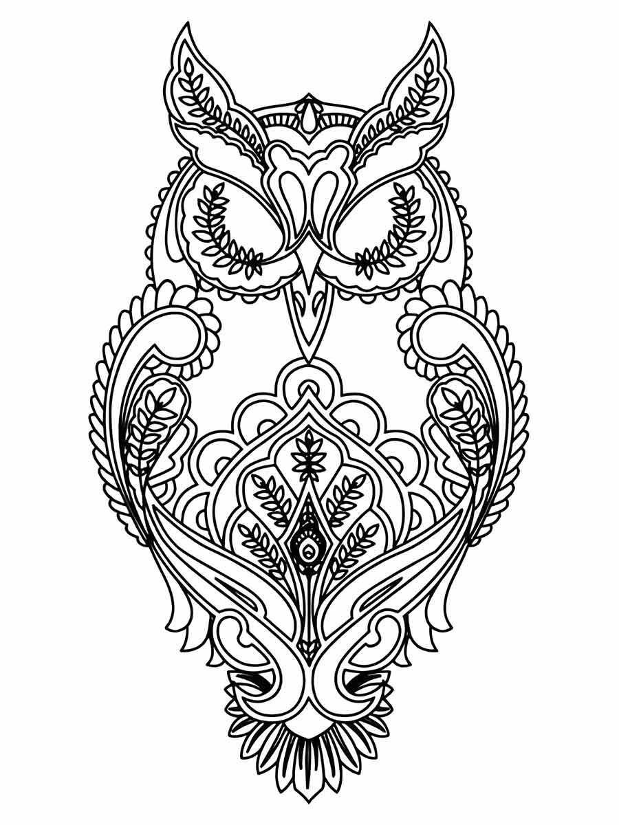 Owl with Mandala Patterns Coloring Page