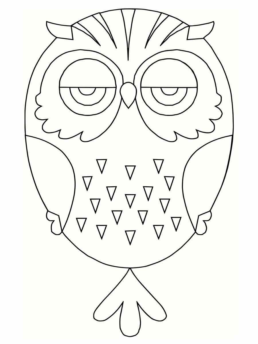 Owl with Round Body and Triangle Pattern Coloring Page