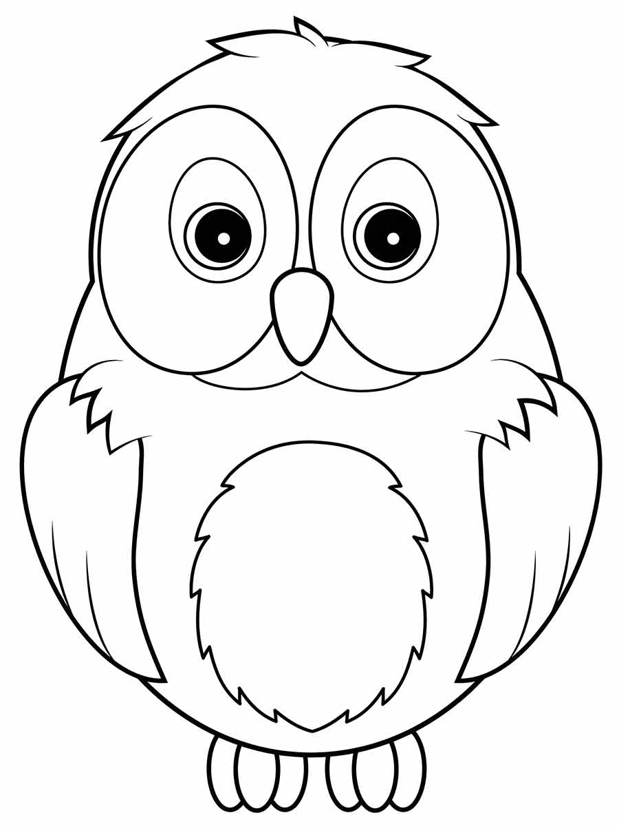 Round Cute Owl Coloring Page