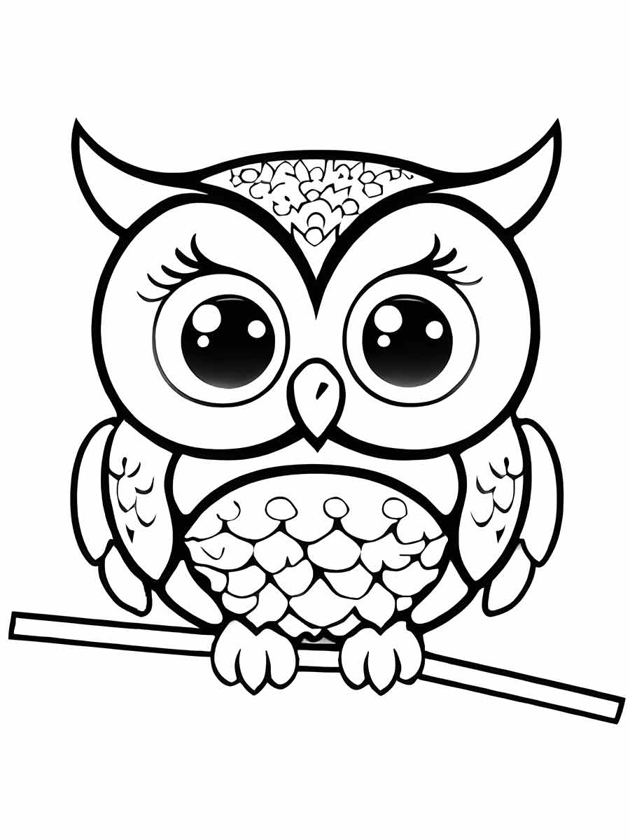 Simple Owl Coloring Page to Print