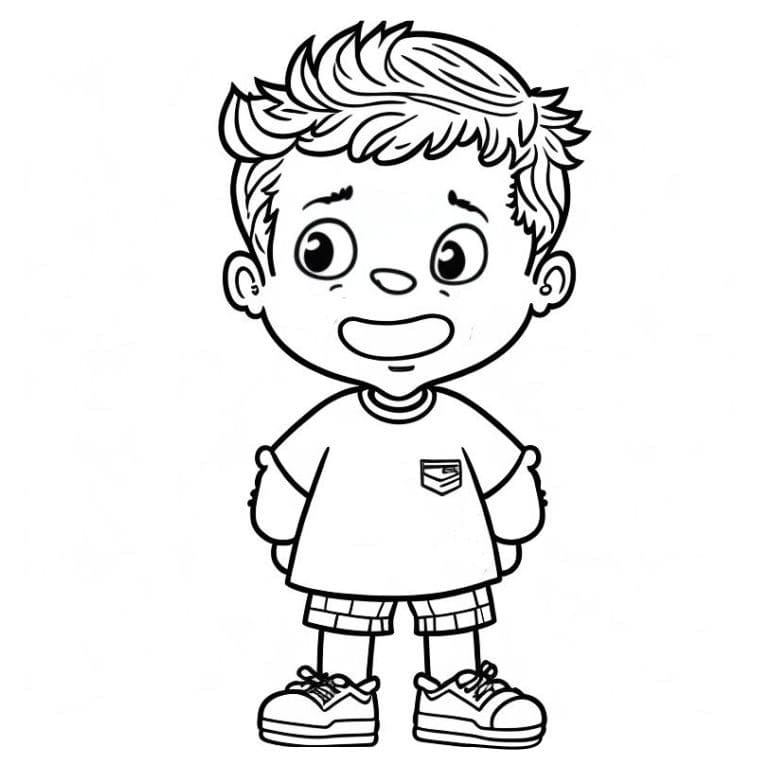 Desenho de menino falando para colorir isolado para crianças