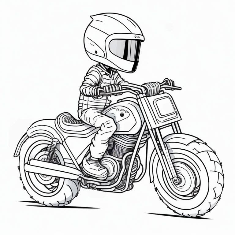 Desenhos para colorir de desenho de uma moto de corrida com seu