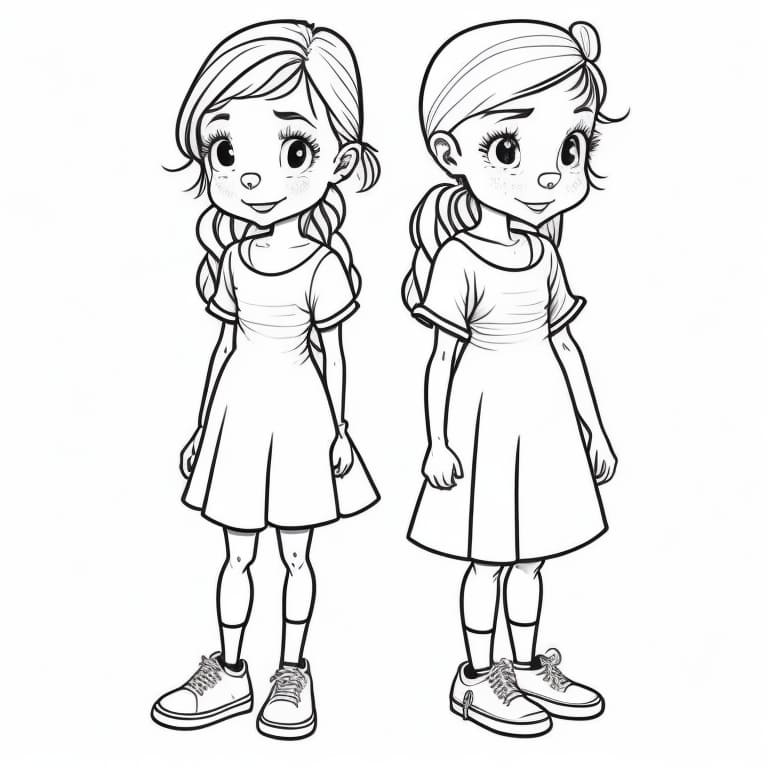 página para colorir menina dos desenhos animados ilustração de