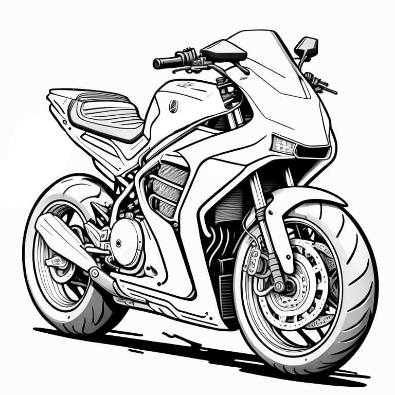 Desenhos de Uma Motocicleta para Colorir e Imprimir 