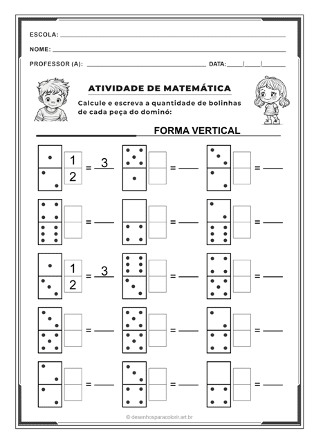 Adição com Dominós vertical