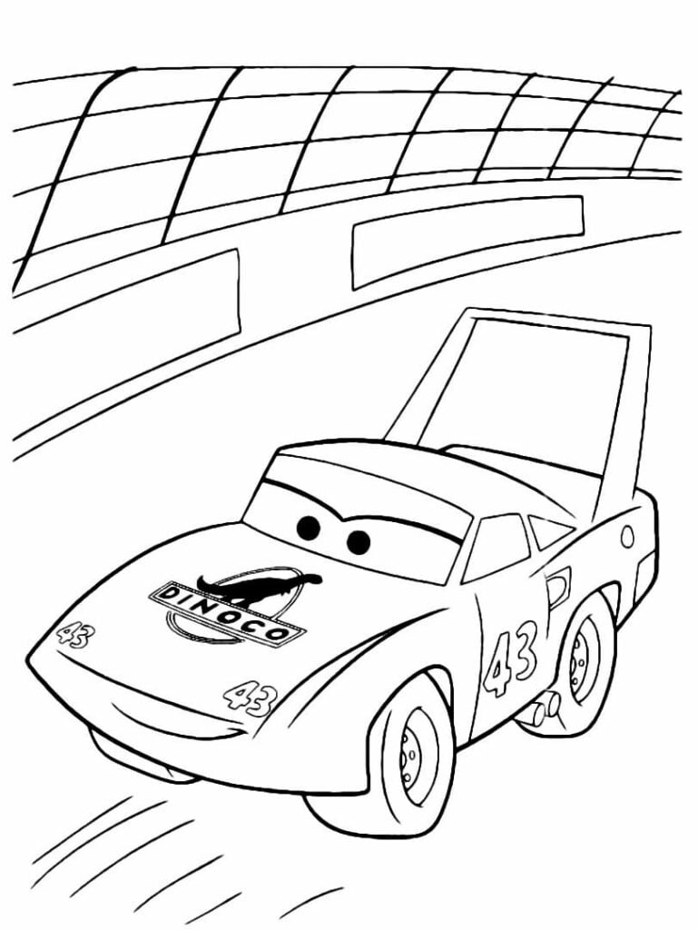 Desenhos para colorir de carros: relâmpago mcqueen na corrida -pt