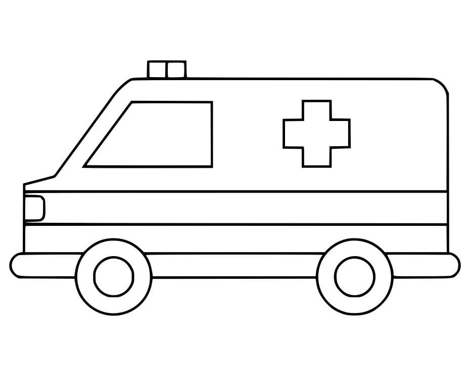 desenho de Ambulância para imprimir e colorir