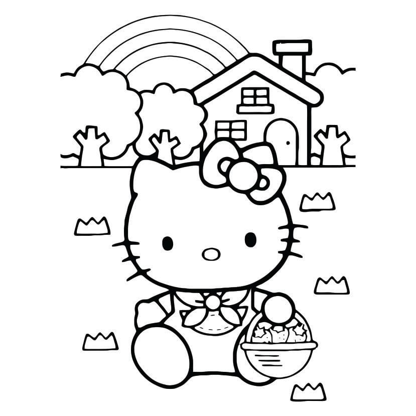 Desenho de Pintar Hello Kitty para Crianças