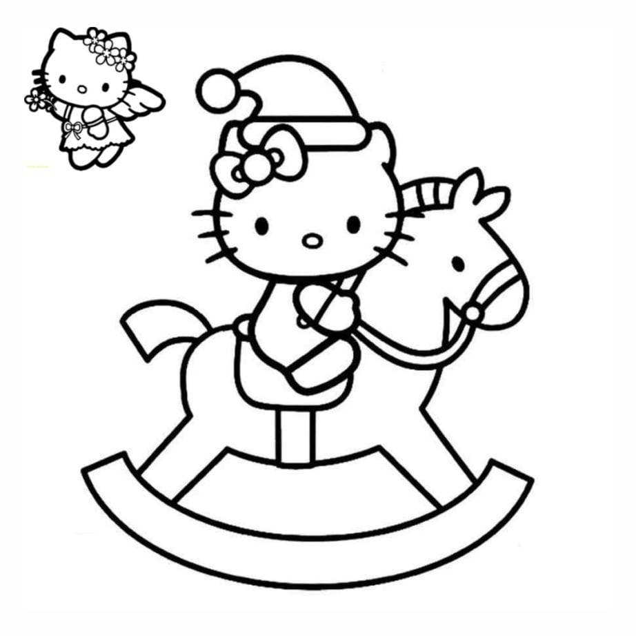 hello kitty riding hobby horse coloring pages