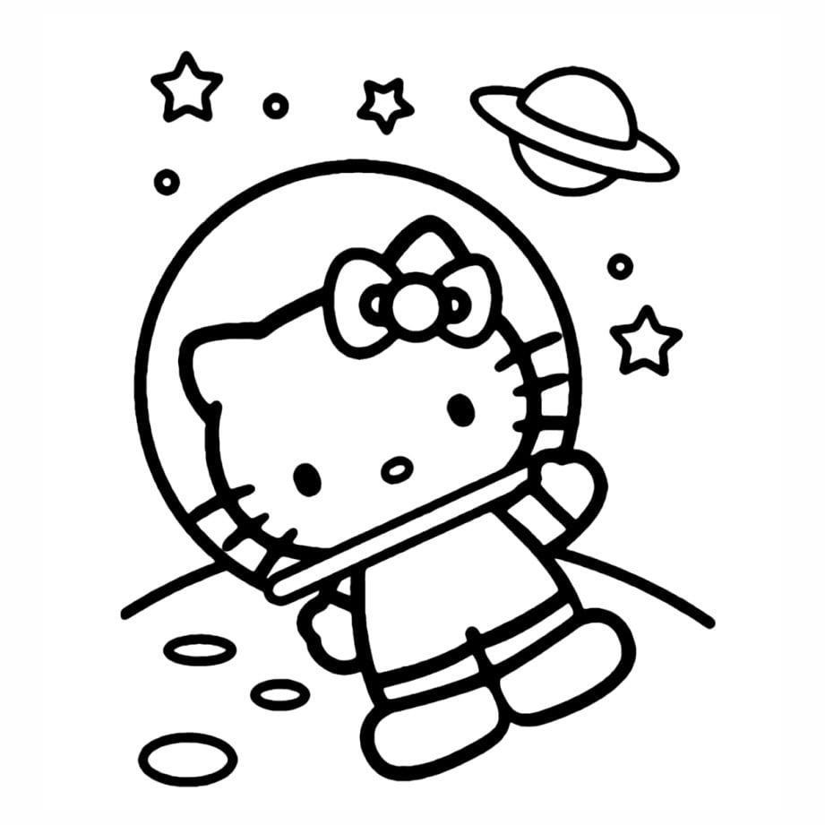 hello kitty in space coloring pages