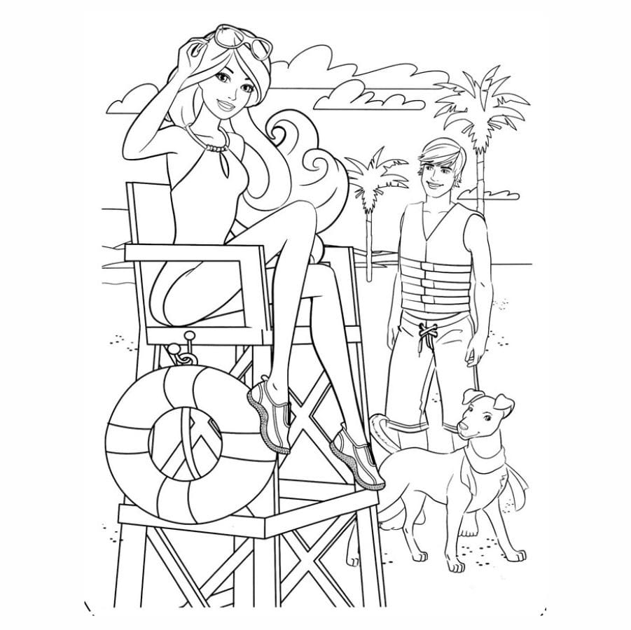 desenho para colorir da Barbie salva vidas