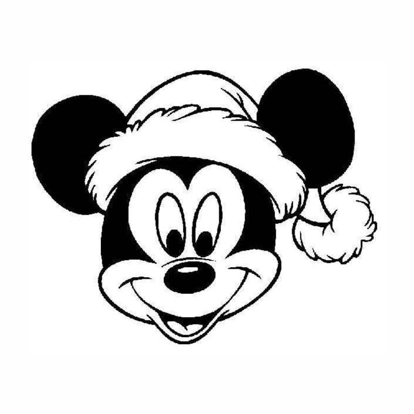 rosto do mickey no natal para colorir