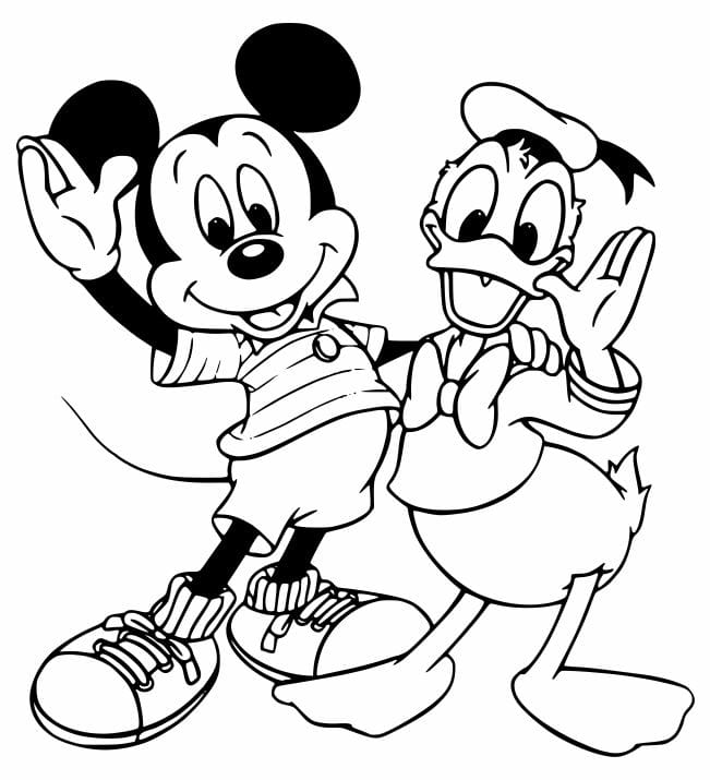 desenho para colorir mickey e pato donald