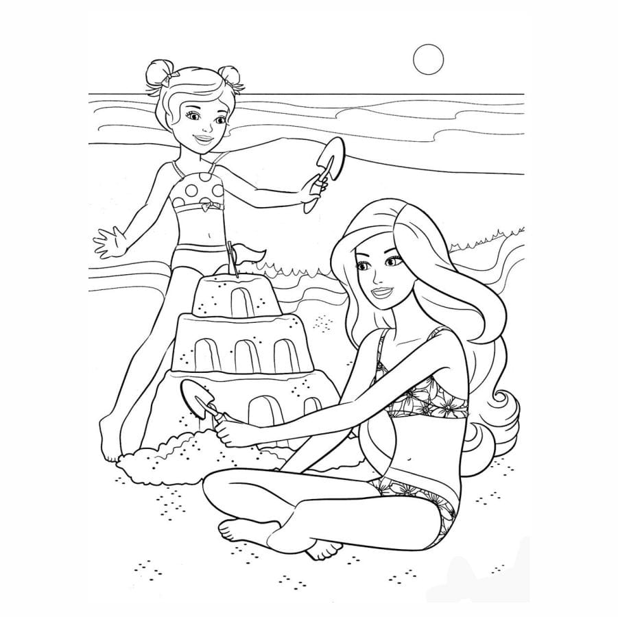 desenhos da barbie para colorir castelo de areia