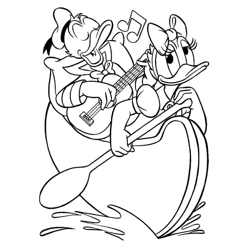 pato donald e margarida para colorir