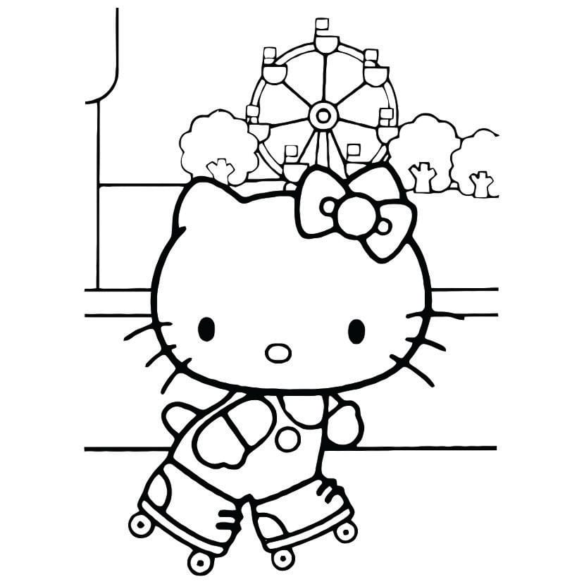 hello kitty roller skating coloring pages