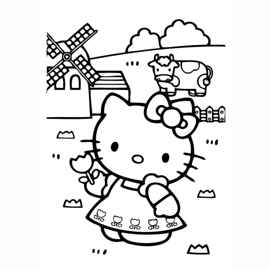 hello kitty farm coloring pages