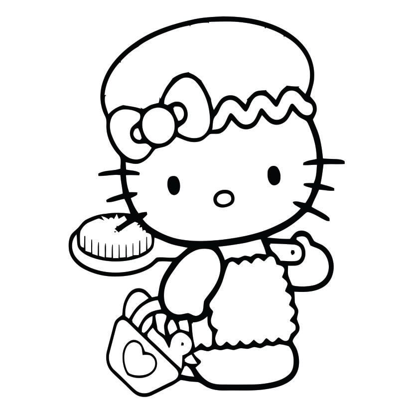 hello kitty going to play coloring pages