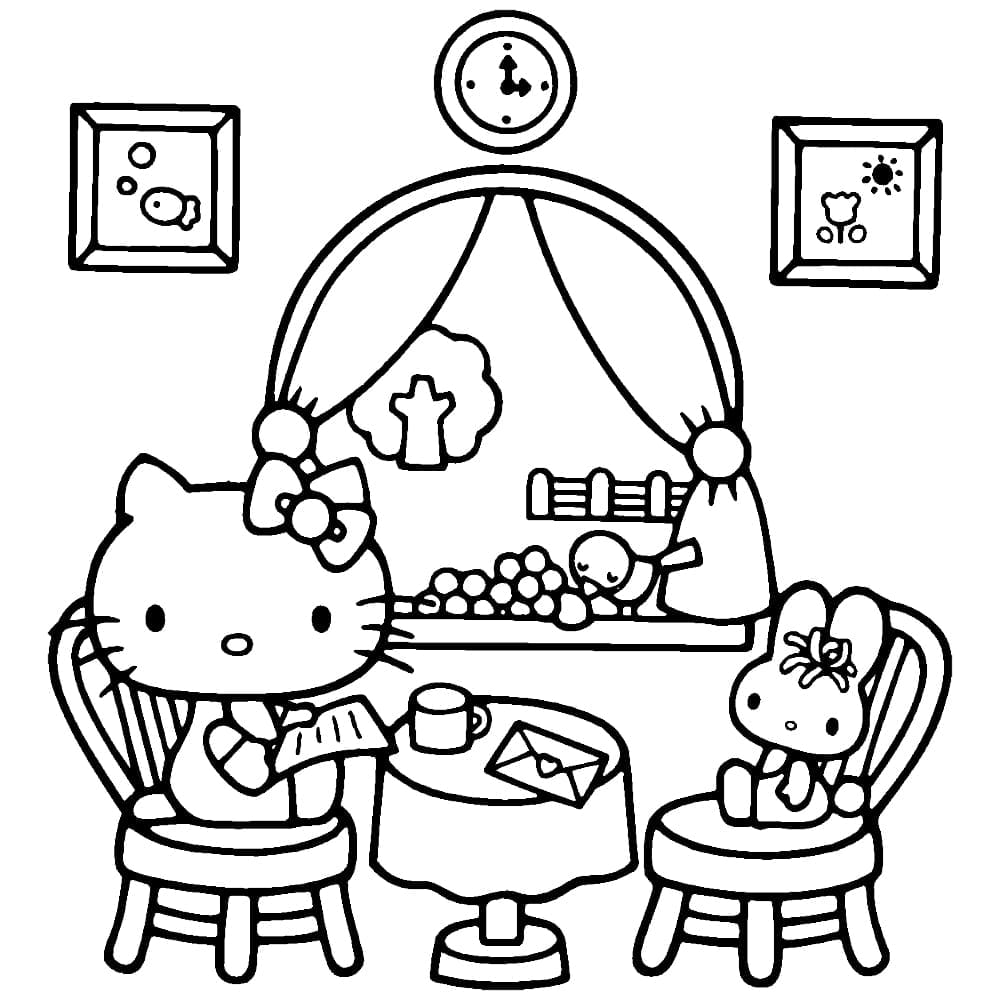 Desenhos da Hello Kitty para colorir - Dentro da História