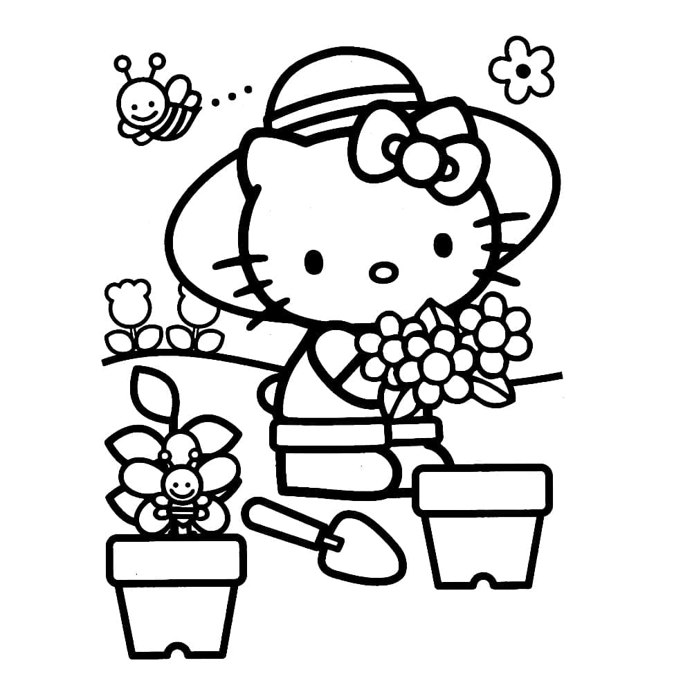 hello-kitty-picking-flowers-coloring-pages