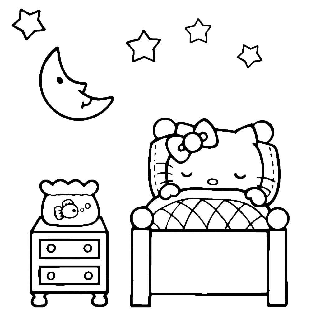 hello-kitty-sleeping-in-bed-coloring-pages