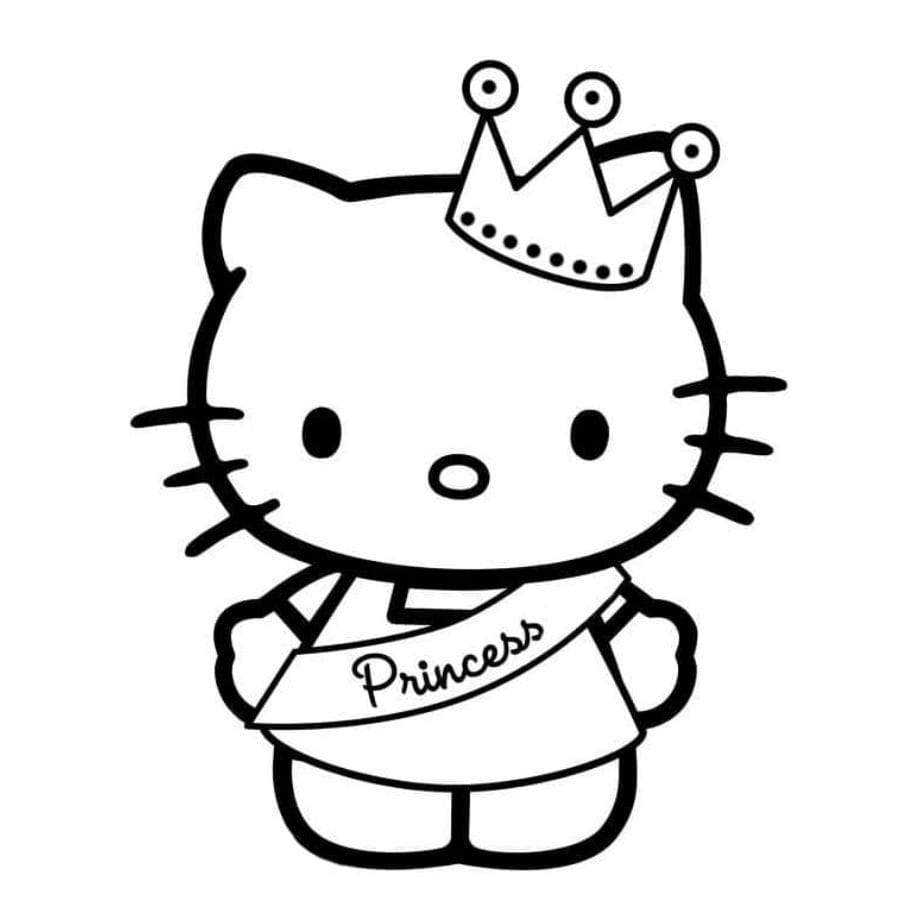 Hello Kitty crown coloring page