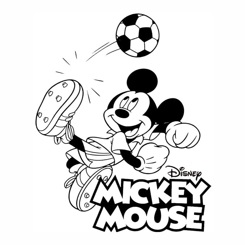 mickey para colorir jogando bola