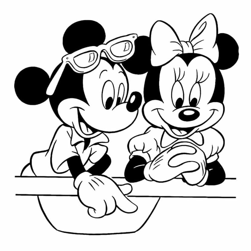 minnie e mickey para colorir conversando