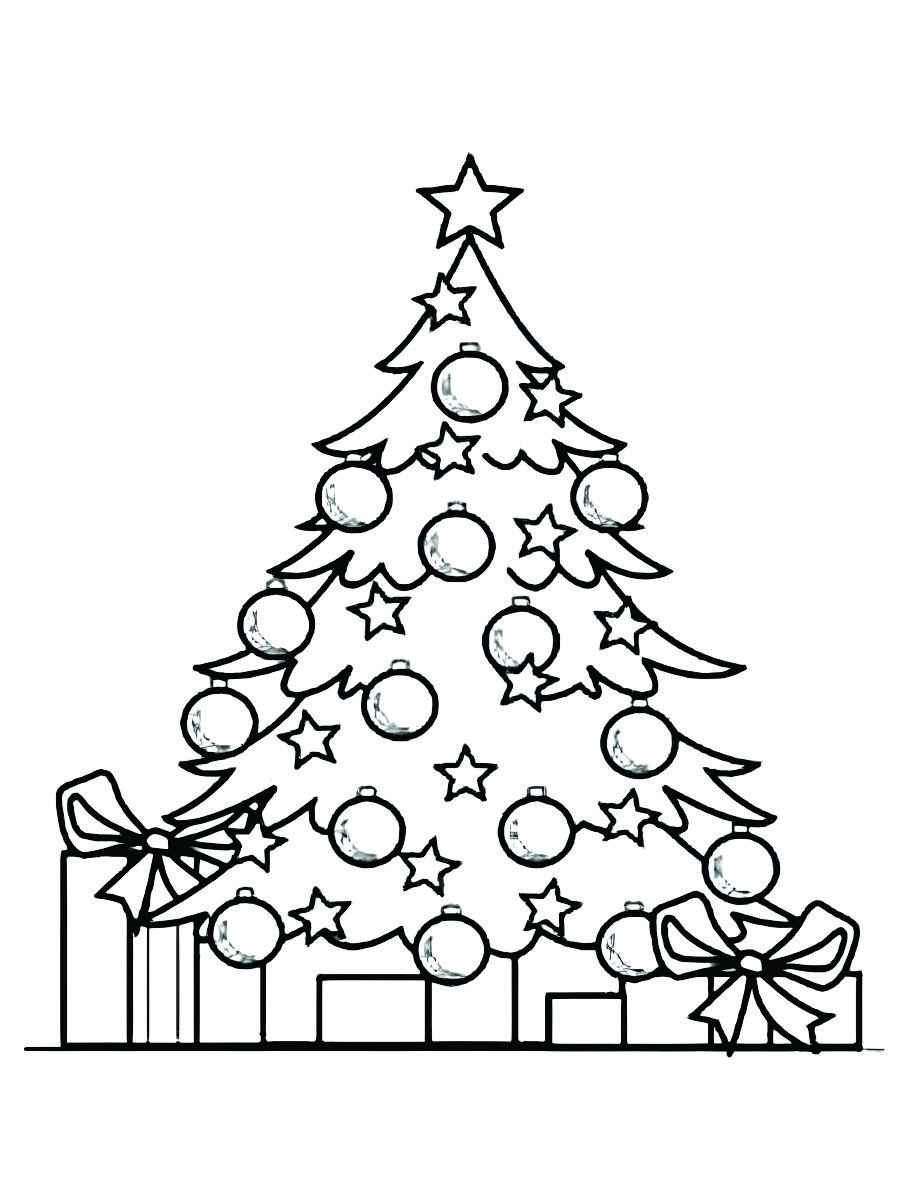 Desenho de árvore de Natal com luzes para pintar