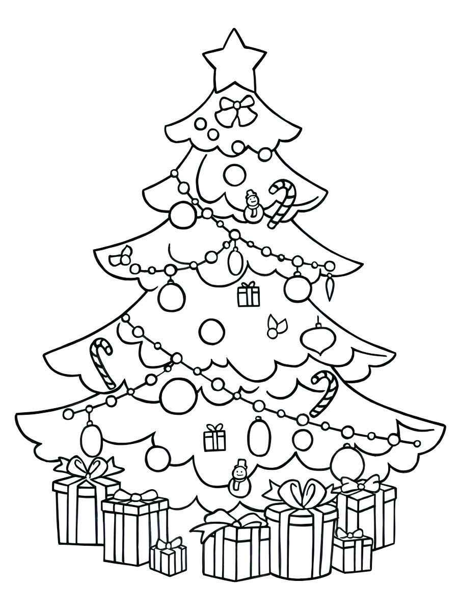 Desenho de árvore de natal para colorir