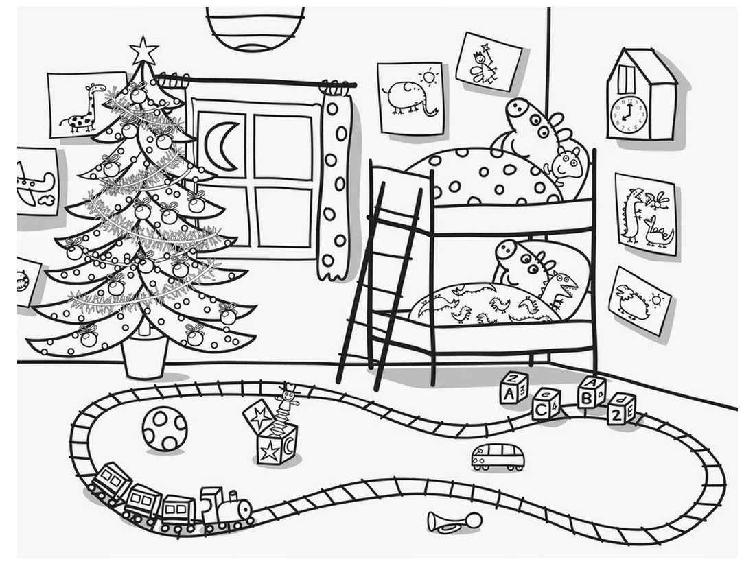 arvore de natal peppa pig para colorir