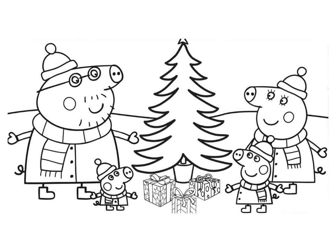 arvore de natal peppa pig para colorir