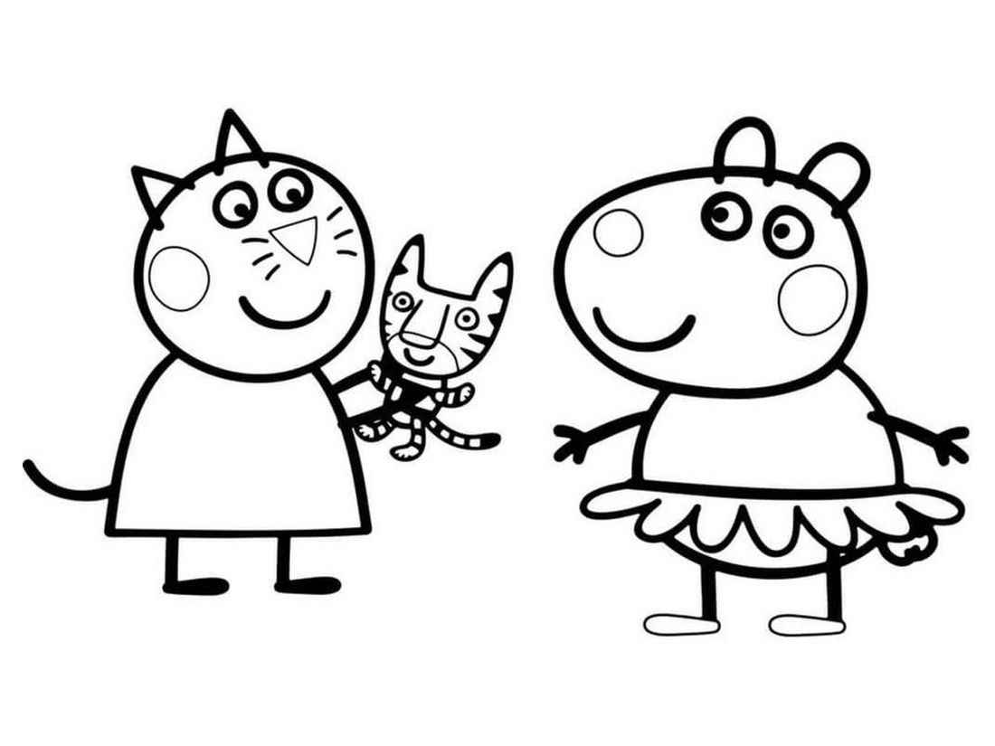 Peppa Pig and George coloring pages.