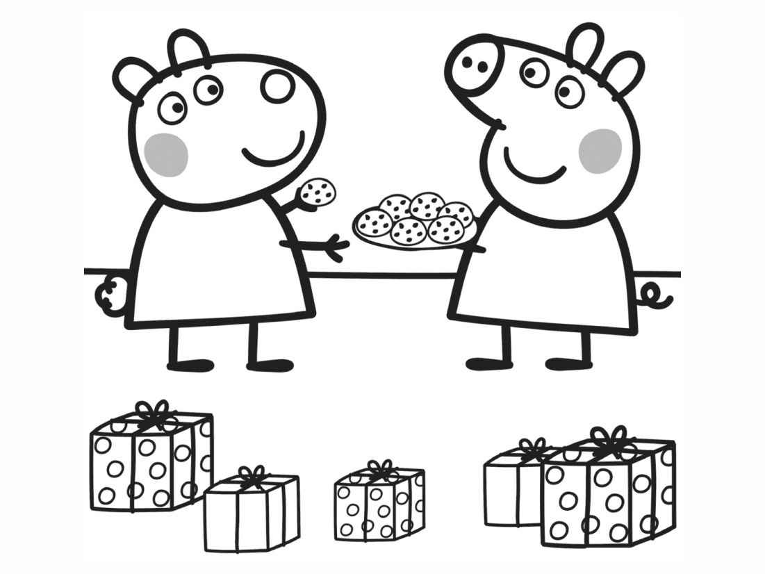 Peppa Pig and George coloring pages celebrating a birthday.