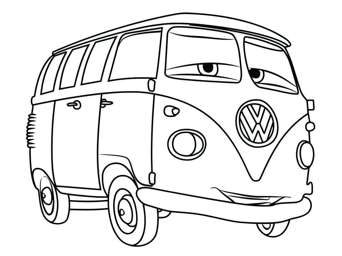 desenho fofinho de kombi para colorir