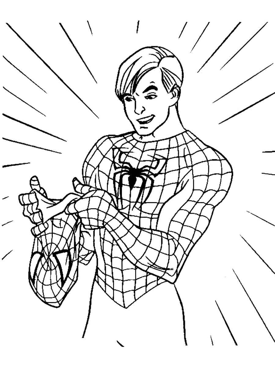 desenho para colorir homem aranha sem máscara