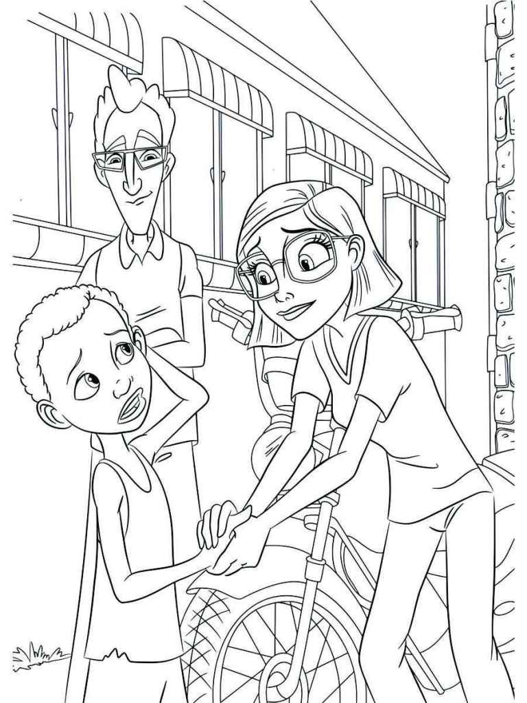 desenho para colorir de Linda, Tulio e um garoto do filme Rio