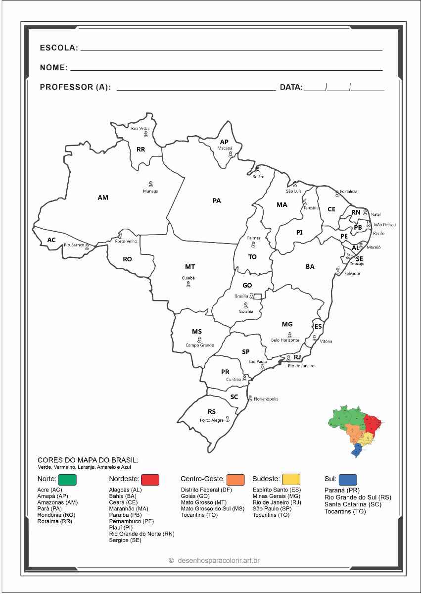 mapa do brasil para colorir