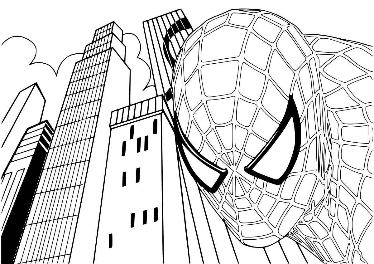 Imagem de máscara do Homem-Aranha para colorir.